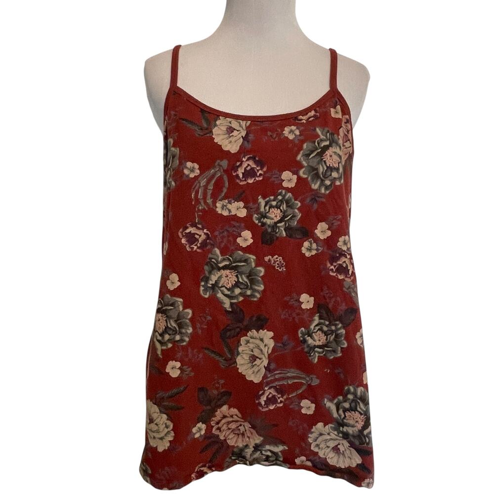 Torrid Foxy Cami Womens Size 1X Rust Brown Floral Knit Scoop Neck Shell Top Tank